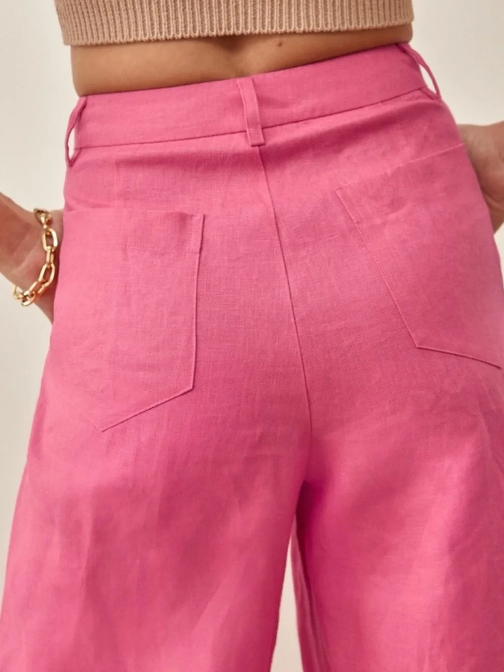 Reformation Tommy Snapdragon Pink Linen Pants Size 6P
